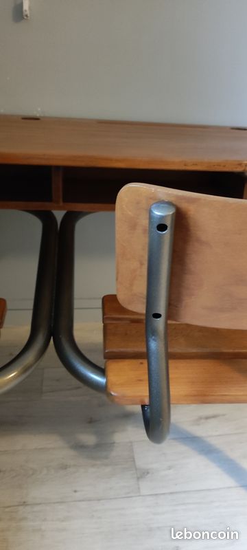 Bureau école vintage bois (image 1)
