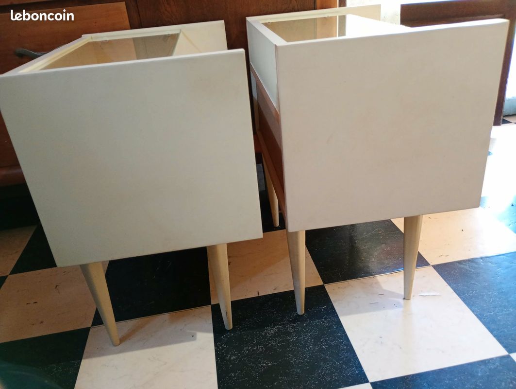 URGENT A SAISIR AVANT LE 19 SEPTEMBRE Lot de 2 tables de chevet bois laqué blanc crème (image 7)