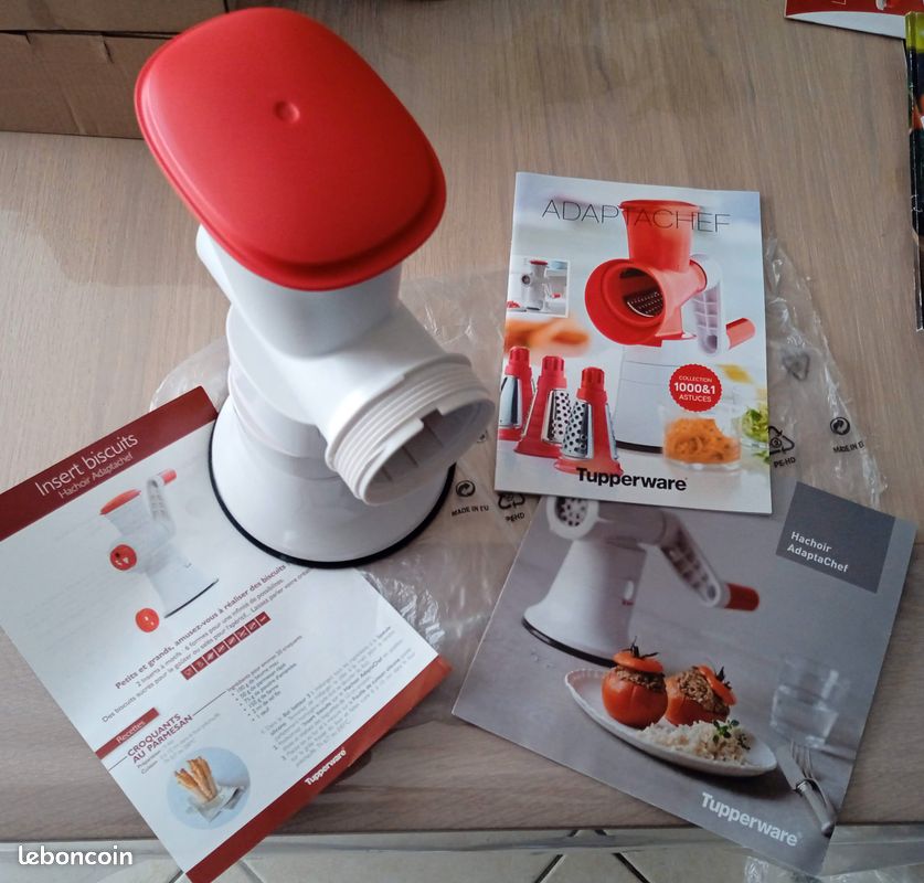 Hachoir Tupperware Adaptachef Complet Avec Inserts à Biscuits Et Râpes - Occasion Très Bon état Chapeau Pretre