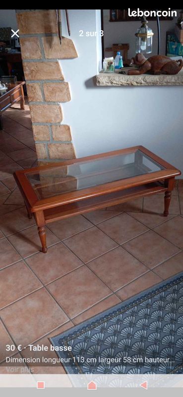 Table basse en verre et bois (image 1)