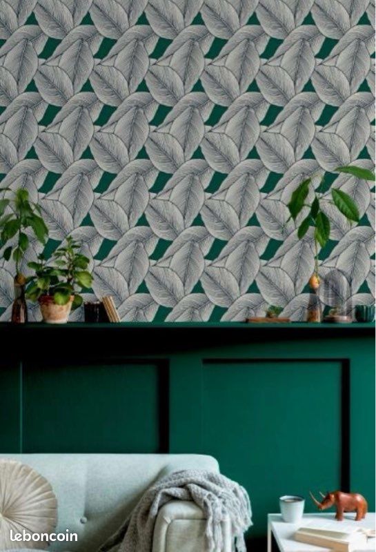 NEUF - rouleau papier peint intissé feuilles de palme (image 6)