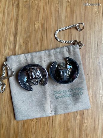 Boucles D'Oreilles Vintage Sidney Carron - Modèle Clips Doré, Occasion, Sans Pierre