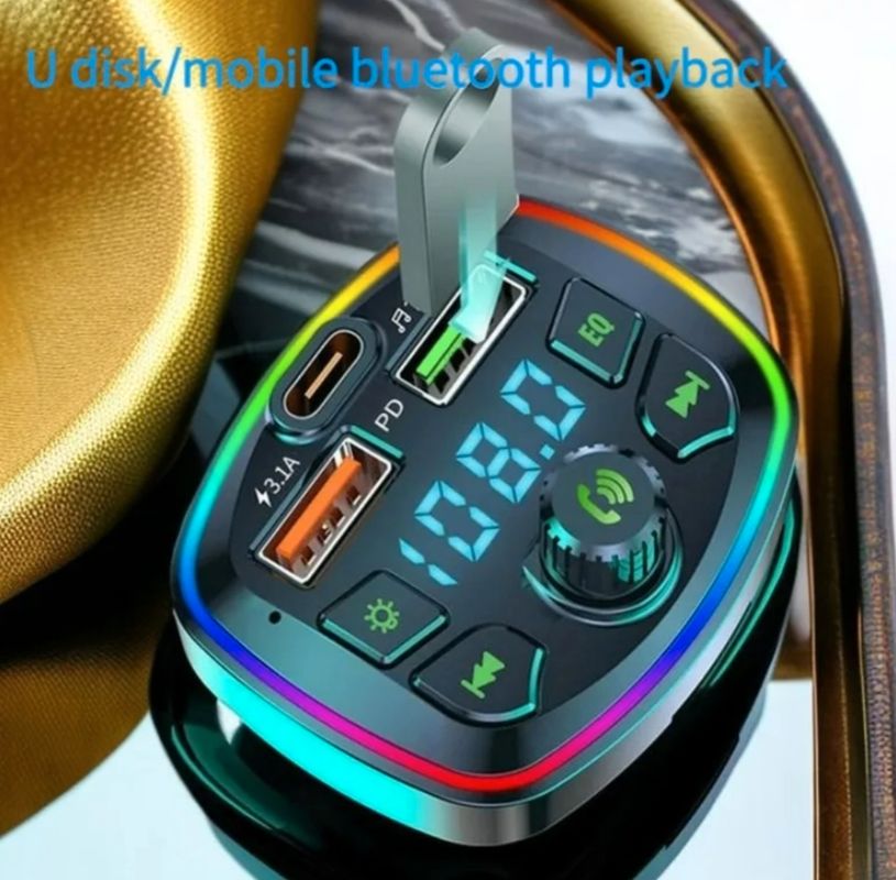 Transmetteur FM Bluetooth 5.0 AUX MP3 Chargeur USB Voiture Prise