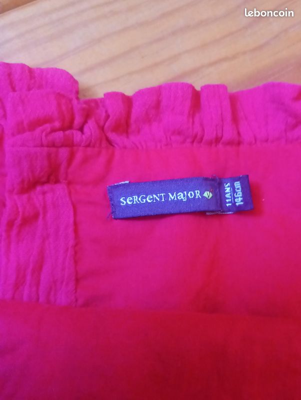 Blouse débardeur rose fuchsia sergent major 11 ans motifs brodés fleurs ethnique (image 5)