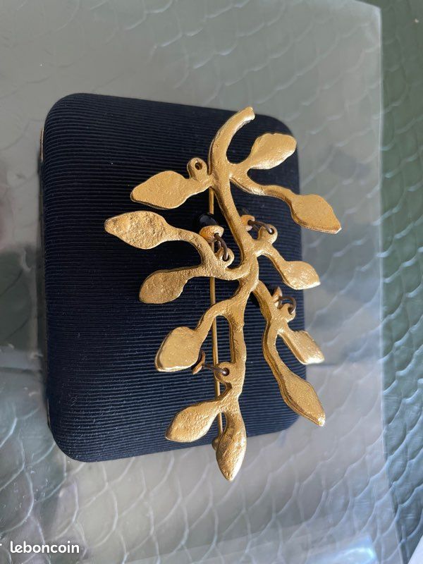 Broche Vintage Cécile Jeanne PARIS | Plaqué Or | Style Moderniste | Bijou Ancien