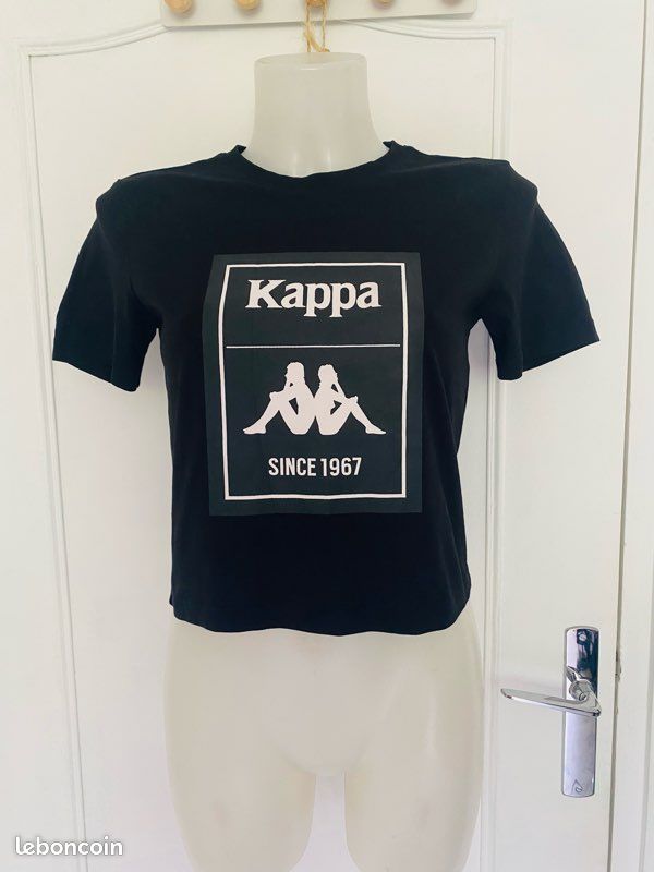 T-shirt Kappa crop top noir 100% coton (image 1)