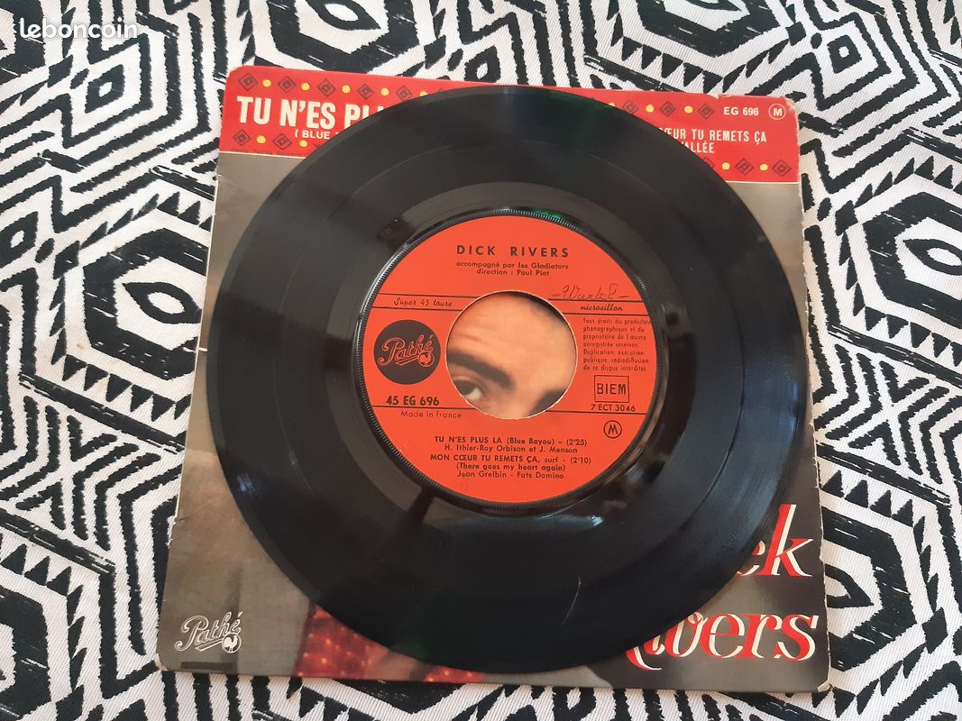 Disque vinyle Dick Rivers "Tu n'es plus la" 45T (image 2)