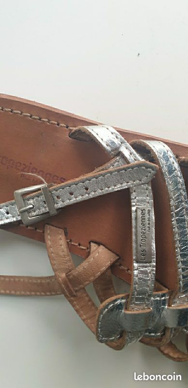 Sandales tout cuir marque La Tropézienne à brides argent p39 (image 5)