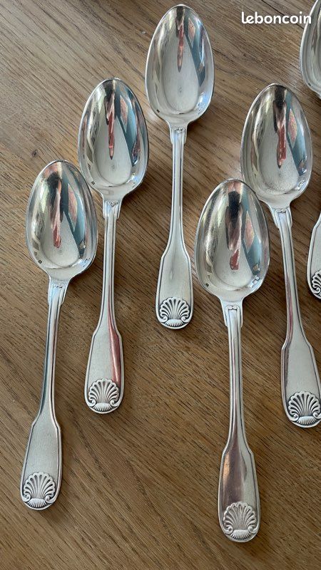 Lot De 12 Cuillères à Soupe Christofle Métal Argenté Modèle Coquille Vendôme 1 - Occasion Très Bon état