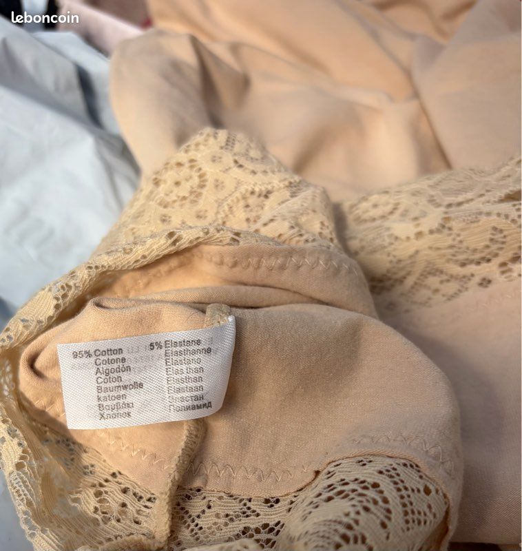 Robe chemise de nuit dentelle écru / beige 38 (image 3)