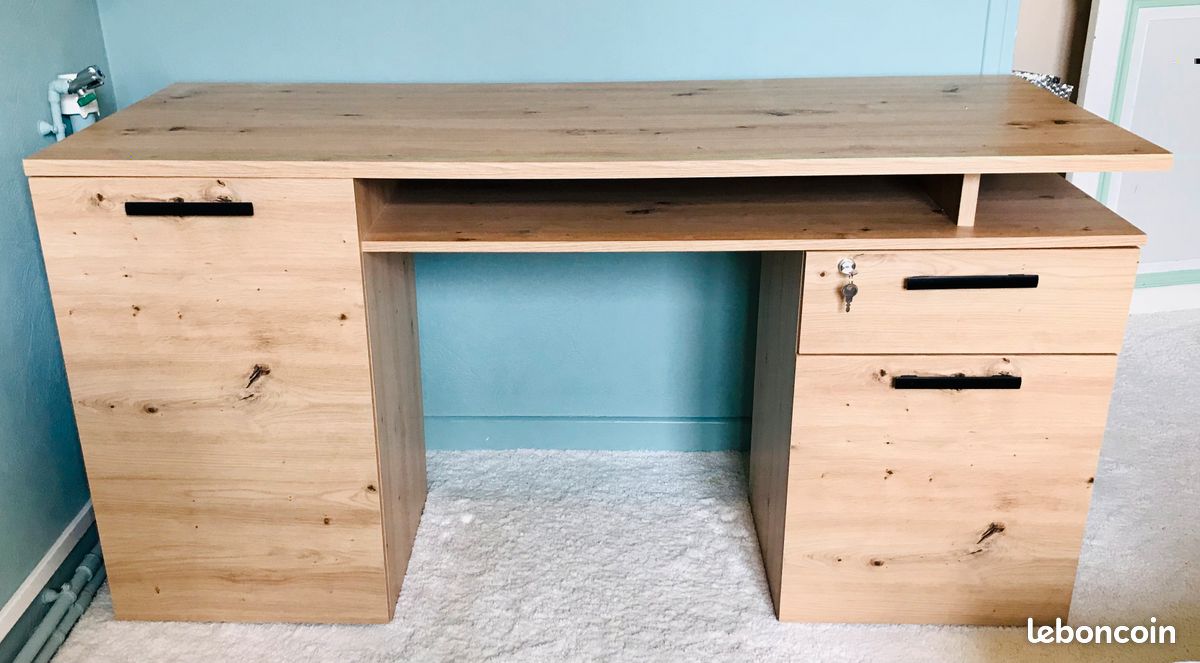 Bureau droit MINISTER imitation chêne artisan en excellent état (image 5)
