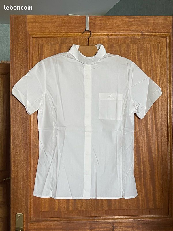 Chemise cintrée col italien blanche gorge cachée | Cotton Park