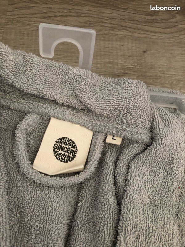 Peignoir Fin Gris Coton Marque Sincère - Taille L Femme - Neuf Avec Étiquette