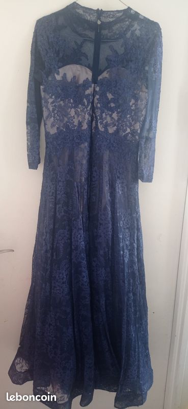 Robe de soirée bleu nuit en dentelle – Taille 38/40 (image 2)