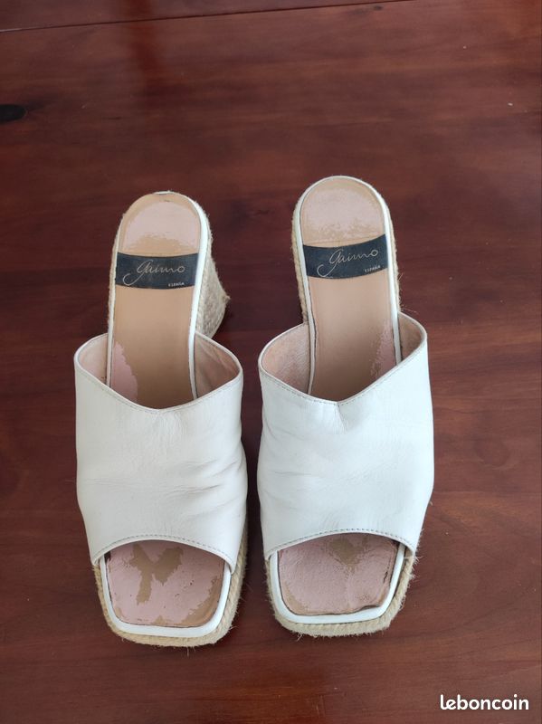 Sabots en cuir et ficelle - Gaimo - Beige (image 1)
