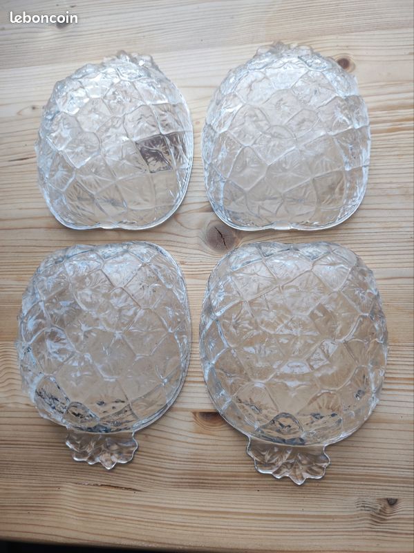 Saladier et coupelles ananas vintage en verre (image 5)