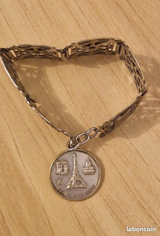 Bracelet Bijou Vintage Signé Yvone Tindas Paris - 21 Cm X 2 Cm - Argenté - Neuf Sans Emballage