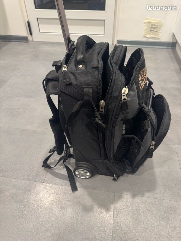 Sac De Voyage Vintage Harley Davidson En Cuir Véritable - Noir - Brodé - Homme