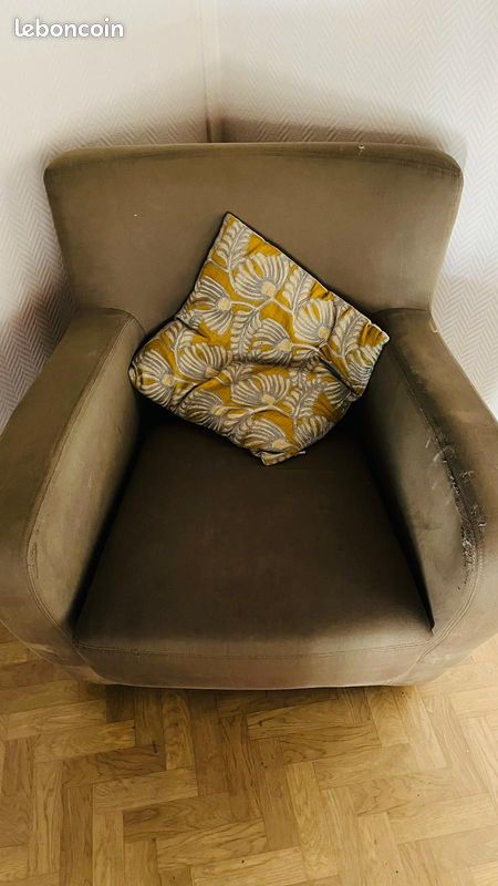 Lot de 2 canapés en tissu+ fauteuil+ méridienne+ table basse en verre (image 3)