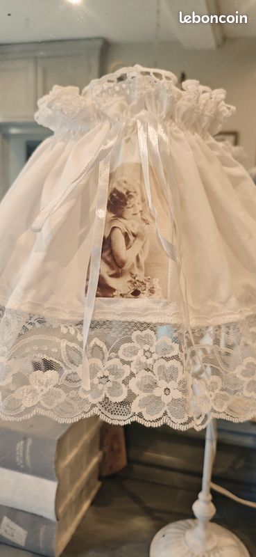 Abat-jour lin gris clair petit Chehoma