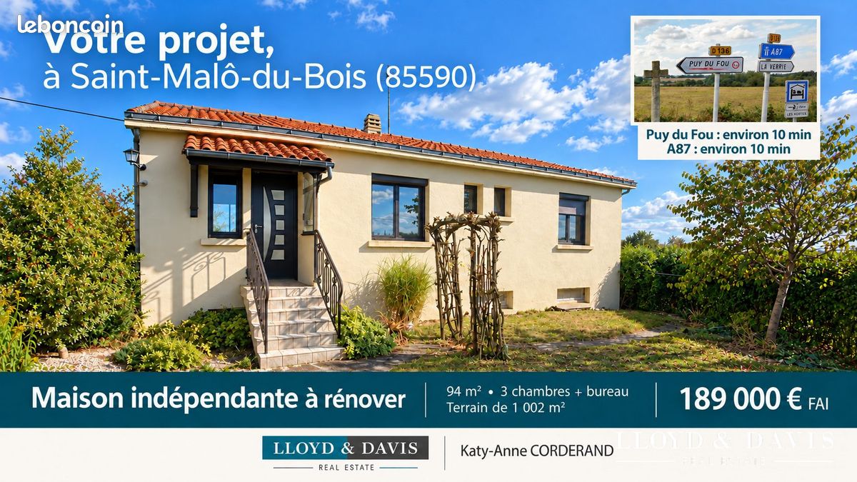 Maison 6 pièces 94 m² · à Saint-Malô-du-Bois · 94 m² · 189 000 €