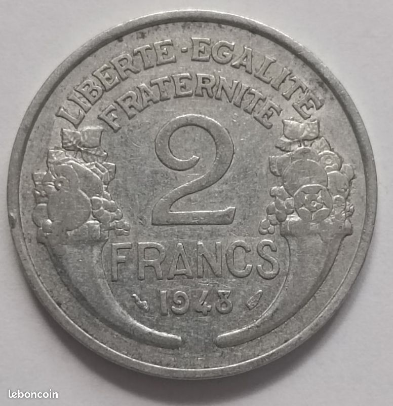 Pièce monnaie franc 2 francs 1948 (image 2)