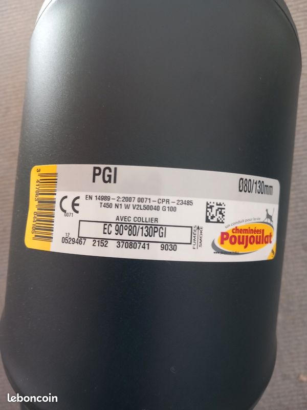 Élément Droit Poujoulat PGI ED 1000 80 – Noir Grain (RAL 9030) – Neuf