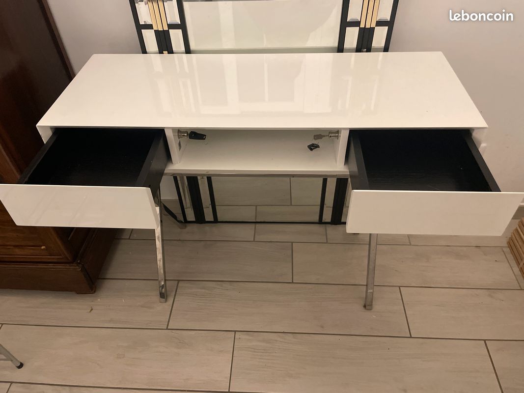 Bureau console Marais International blanc laqué (image 6)