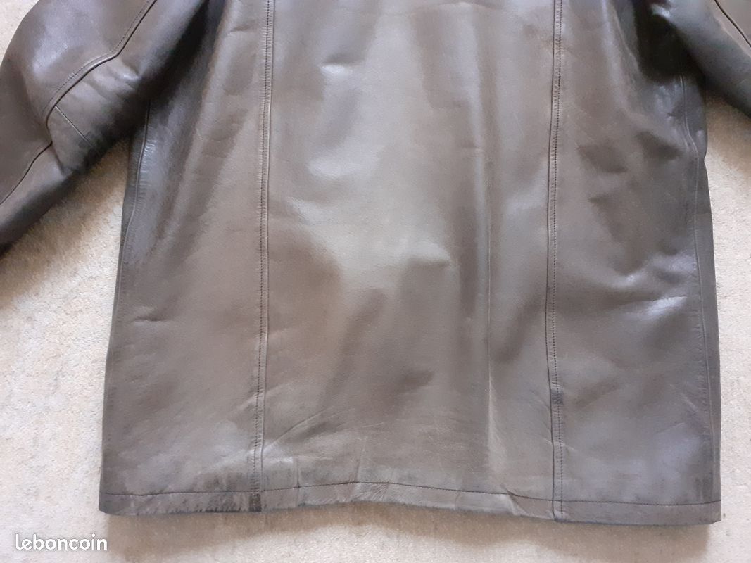 Veste cuir marron de buffle 3/4 (image 6)