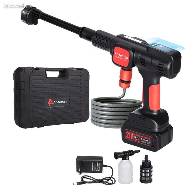 Nettoyeur haute pression électrique, 48 V Max 90 Bar avec Buse Multi-pulvérisation 6 en 1, Tuyau de 5M