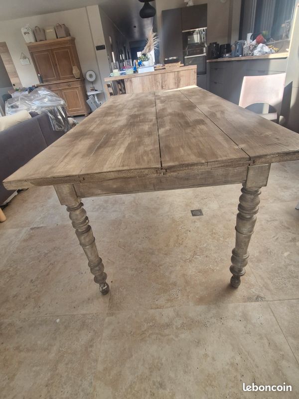 Grande table à manger 2 m en bois – ancien bureau rénové avec tiroirs (image 2)