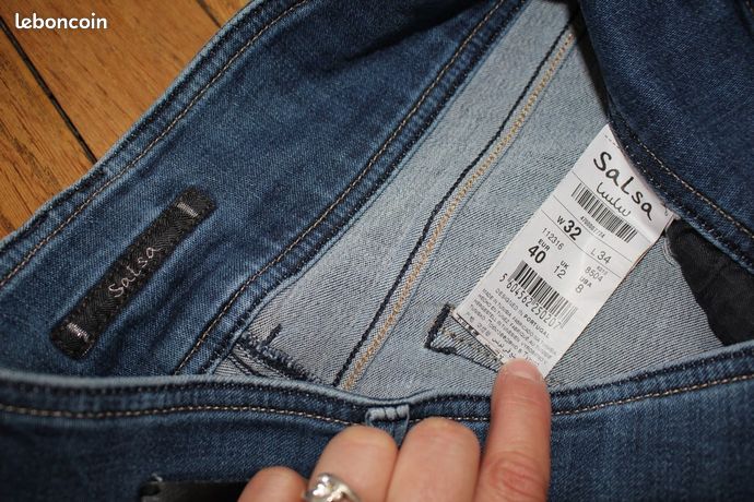 Jeans Femme SALSA - Taille 40 (W32 L30) - Coupe Classique Bleu - Très Bon état Occasion