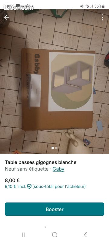 Table basse gigognes, blanche 50×H 43,5×50 (image 1)