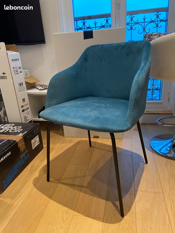 Fauteuil bleu canard comme neuf (image 3)
