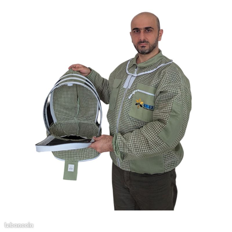 4Bee - Blouson d'Apiculture ventilé (3couches) vert - Voile amovible (image 1)