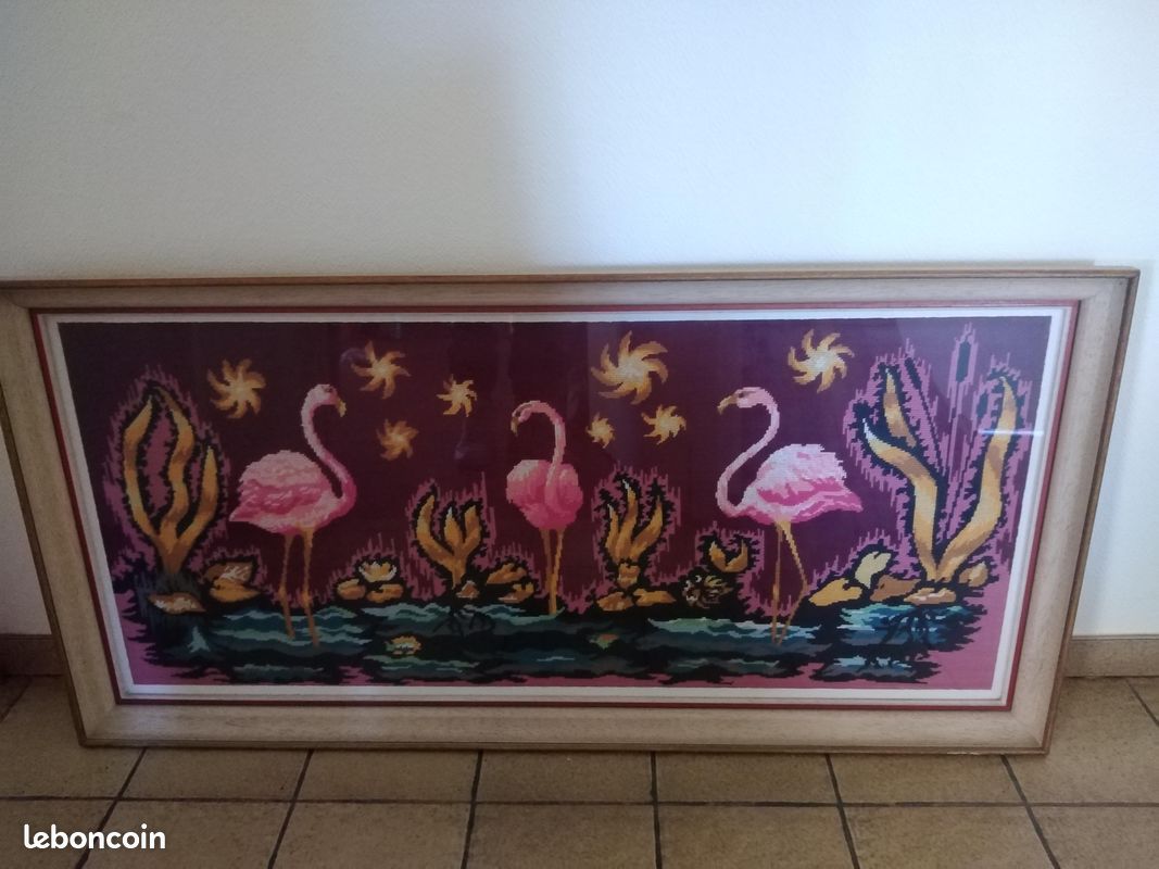 Canevas Pénélope Antique Flamants roses 45x65cm