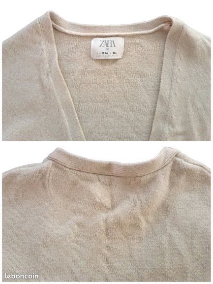 Pull Zara Fille 6 Ans – Coton Beige – Encolure Ras-du-cou – Très Bon état