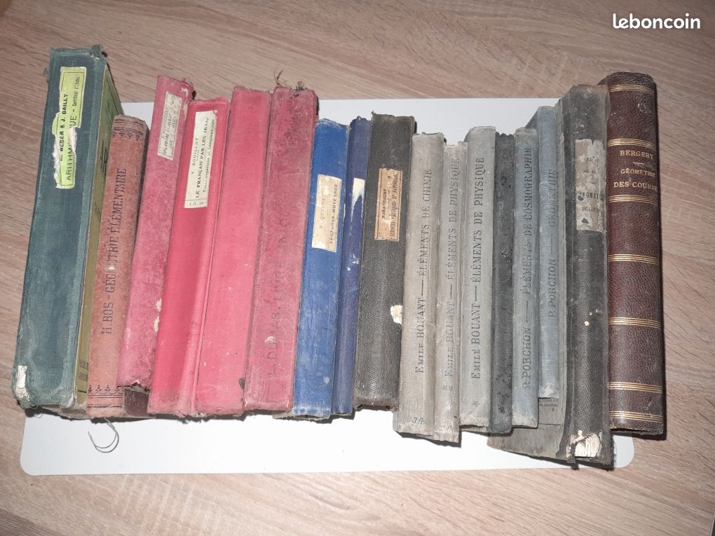 17 LIVRES ANCIENS : géométrie, sciences physiques et naturelles, chimie, arithmétique, français (image 1)