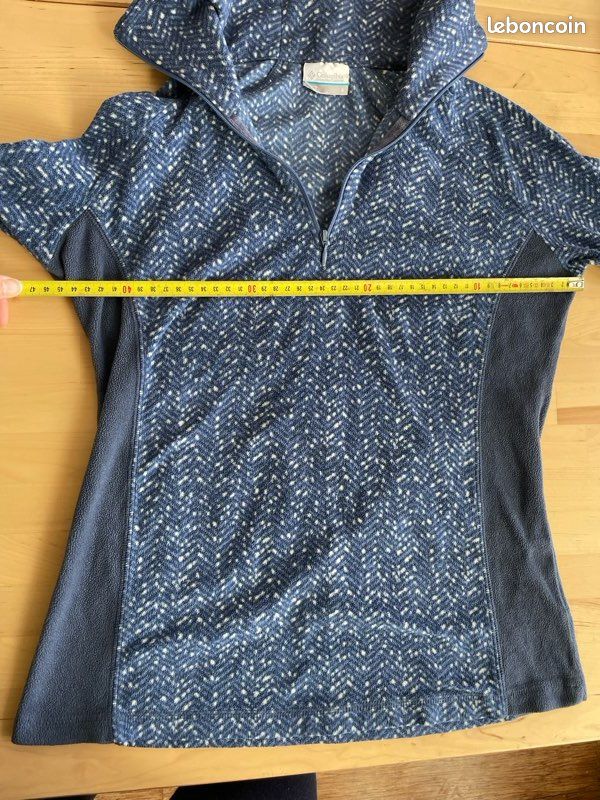 Sweat polaire Columbia chevrons bleu/blanc S - Vêtements