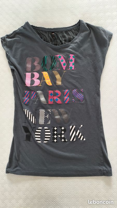 Tee-shirt shirt Paris New York taille S (image 1)
