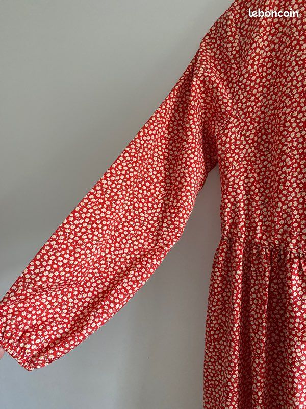 Robe maxi longue fluide rouge petites fleurs blanches T44 quasi neuve (image 8)