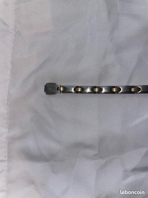 Bracelet Pequignet Moorea en acier et or jaune, largeur 6mm (image 1)