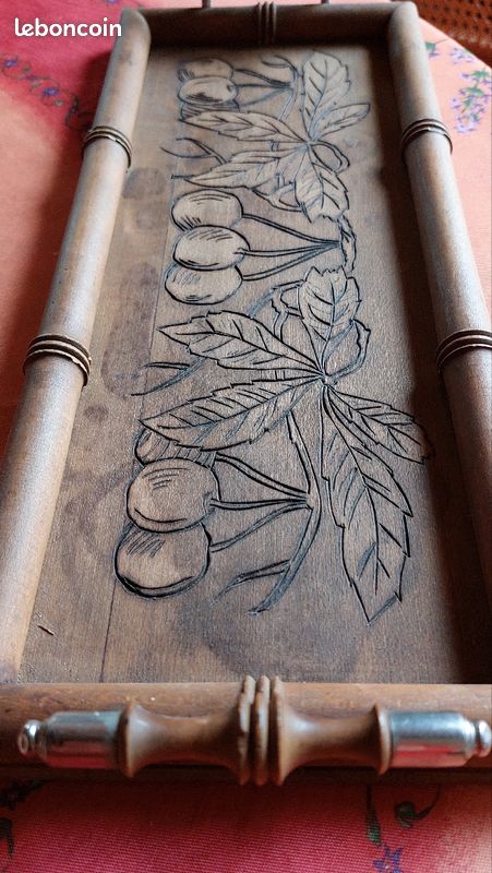 Ancien plateau bois art déco (image 3)