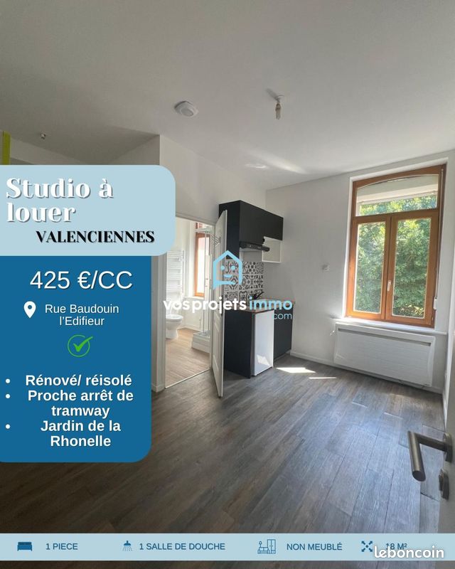 Appartement 1 pièce 18 m² · à Valenciennes · 18 m² · 425 €/mois