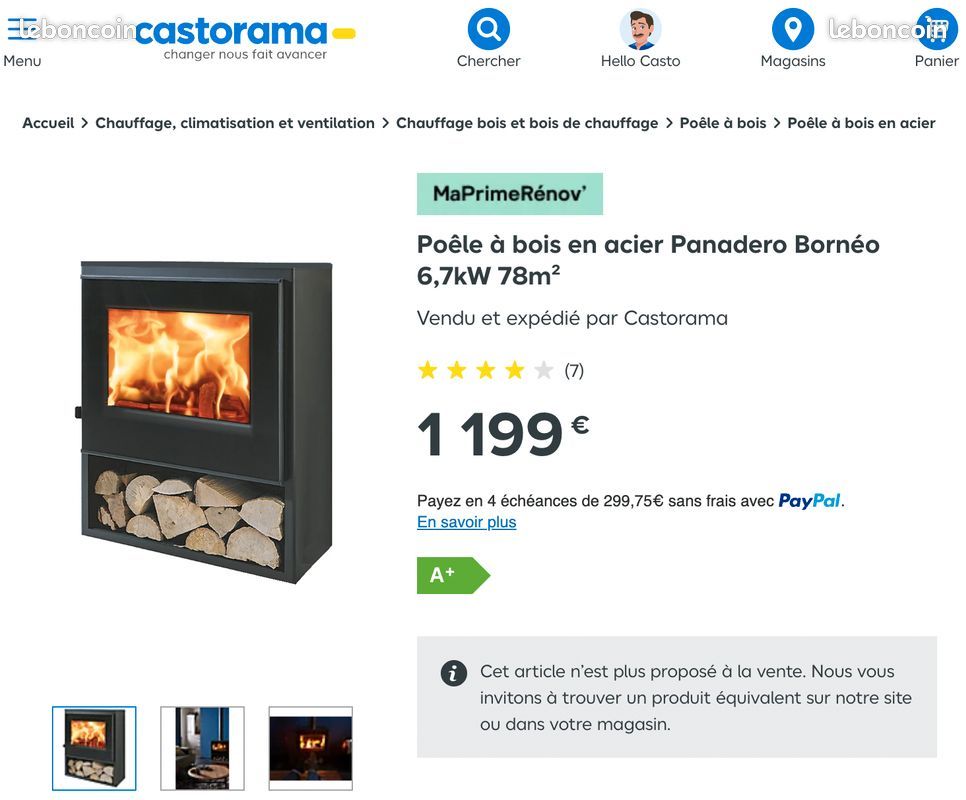 Poêle à bois MISTRAL 3V, 7,2kW