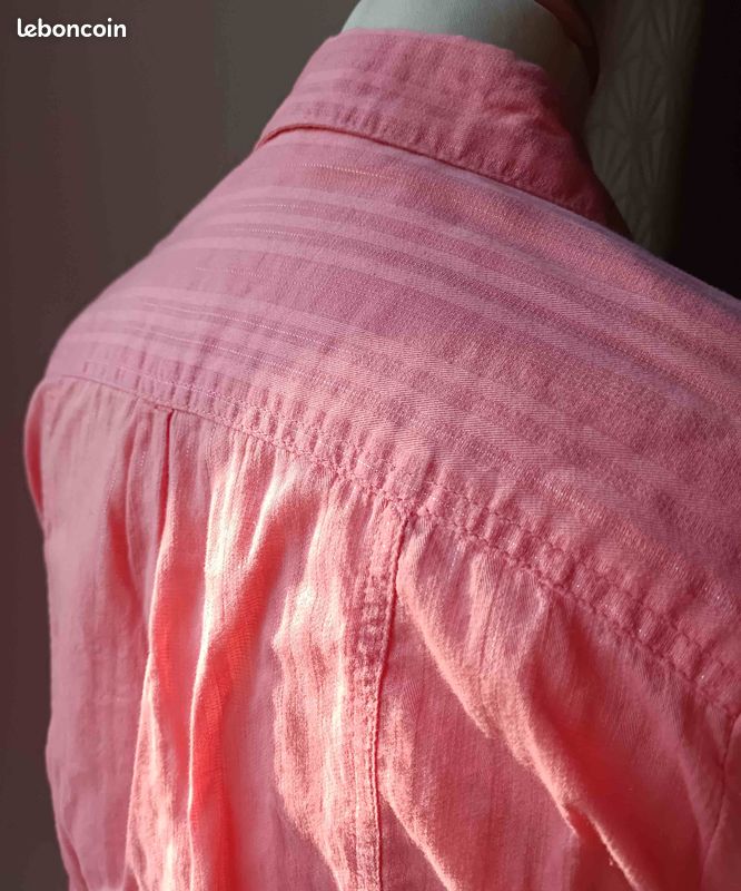 Chemise rose pâle fil argenté manches longues :: taille 40 Vêtements