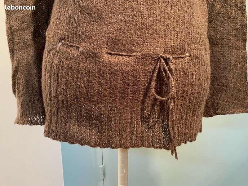 Magnifique pull long col boule coloris noisette taille XS (image 11)