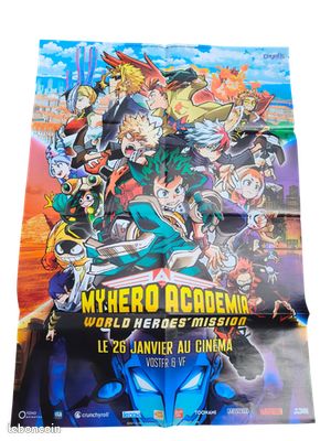Poster My Hero Academia World Heroes' Mission cinéma, affiche manga couleur (image 1)