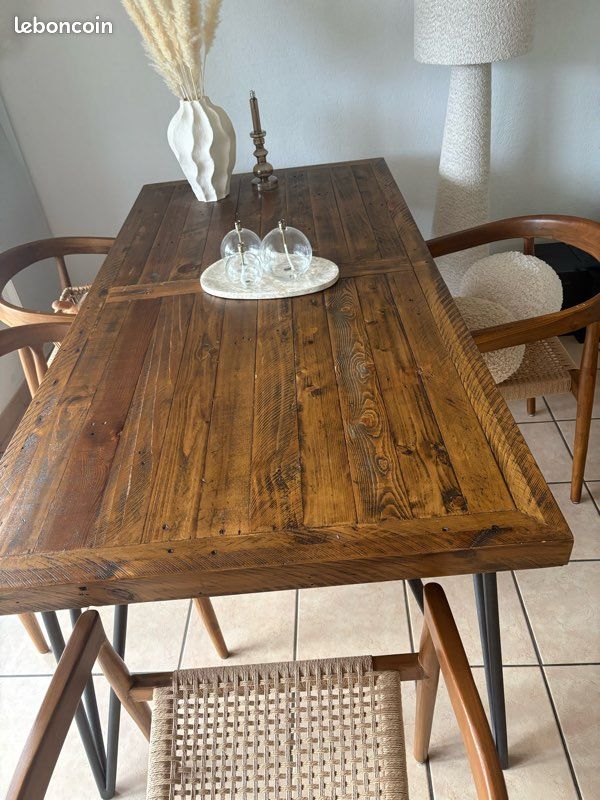 Table à manger bois pied métal (image 2)