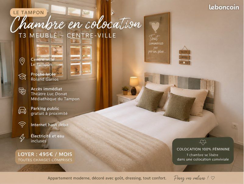 Appartement 3 pièces 39 m² · à Le Tampon · 39 m² · 495 €/mois